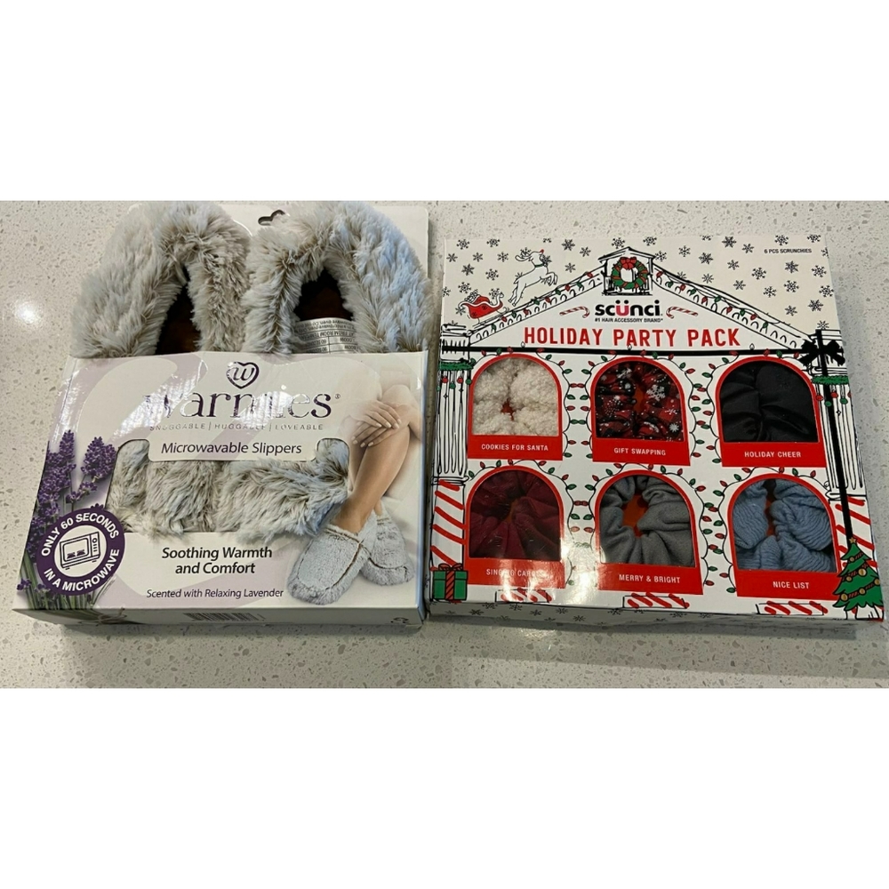 Holiday Gift Set - Slippers (Warmies) & Scrunchies (Scunci)